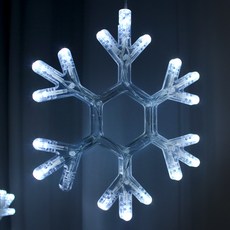 LED雪花燈 窗簾式聖誕樹燈串 + 閃爍電源插頭, 透明線 + 白色, 2m, 1個