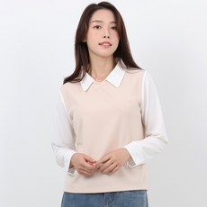 Elsso 女性針織層次感翻領長袖T恤