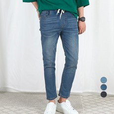 dyjeen 男士高彈力鬆緊帶牛仔褲