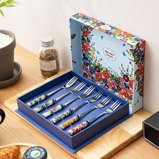 Blooming Garden 花朵款蛋糕叉6件組, 混色, 1組