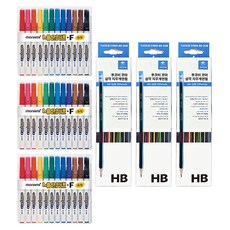 Monami 中字簽字筆 F + Tukovi 三角橡皮擦鉛筆 SG-208 12入組, 12色, 3套