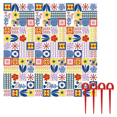 PICNIC&HOME by ASAHIKOYO 繽紛花朵4角釘定野餐墊組, 彩色印花