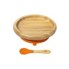 Avanchy 有機竹製吸盤式圓盤套裝組, 橙色, 1組