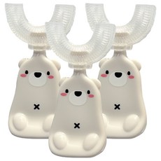 나와아기 유아용 U자형 실리콘 칫솔, 그레이 곰, 1개입, 3개