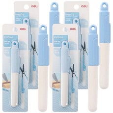 deLi 得力 便攜式多功能快遞裁切剪刀 77761, 白藍色, 4個