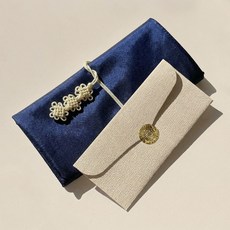 Lead home 丙午年 健康 父母禮緞 高級禮金袋 + 包袱巾 + 留言卡 套組, 海軍藍, 1套