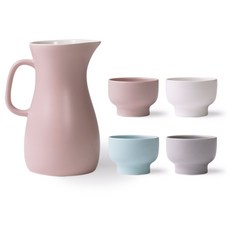 BOWLBOWL 韓國製 Bowl Bowl 家庭派對酒瓶組 5入, 1套, 酒瓶 粉紅色 + 燒酒杯 牛奶白+煙灰色+粉紅色+天藍色