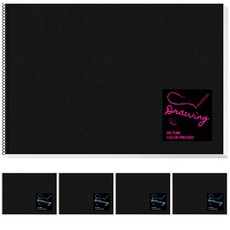 YOUNGART 素描本 黑色 200g+貼紙 5入 隨機出貨組, 8開