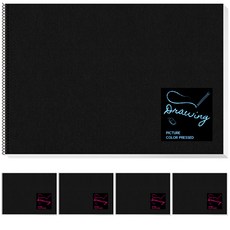 YOUNGART 素描本 黑色 200g+貼紙 5入 隨機出貨組, 8開