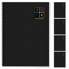 YOUNGART 4格數學練習本+彩色貼紙, 5入, 黑色