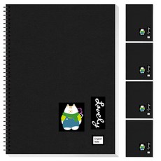 영아트 블랙 영어 스프링 노트, 고양이, 5개
