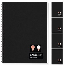 YOUNGART 黑色英語筆記本, 5個, 瘀傷膏