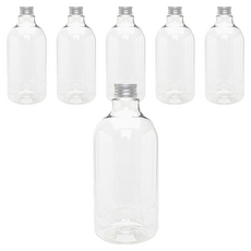 Glassdomae DN850透明飲料容器 鋁製銀色瓶蓋, 850ml, 6個
