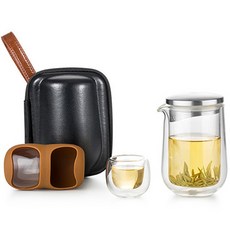 사마도요 휴대용 티포트 가방 티세트 2인용 L005S 선물용, 1세트, 몸체 + 찻잔 2p + 실리콘케이스 + 가방 + 정품박스