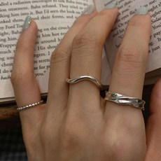 Stone Jewelry 女款日常流線型開口戒指 3件組