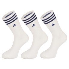 adidas 愛迪達 三線長筒刺繡運動襪, 象牙白, 3套