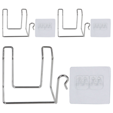 Living Home Detail 免打孔 不鏽鋼 黏貼式 吹風機掛架, 銀, 3個
