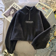 Somsomi 加州半高領拉鍊孕婦短版大學T