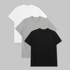 Base Alpha Essential 男女通用透氣30支圓領短袖T恤 3件組, 白色 + 黑色