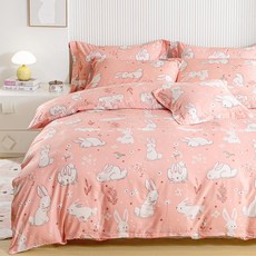 LoveCity 寢城之戀 台灣製 吸濕排汗萊賽爾天絲 薄被套床包組(福兔粉/加大6尺)