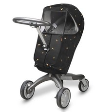 Manito 推車刺繡防雨罩, 黑色 梨子款, 1入