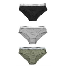 calvin klein凱文克萊 calvin klein 女內褲三入組(l), 黑/灰/墨綠
