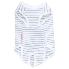 YOGiSSO 貓咪防舔衣, 純棉材質, 透氣度佳, 結紮手術患處適用, L, 白色條紋款, 1件