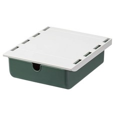 品屋 桌下收納盒 隱藏抽屜 雜物整理盒 磨砂PS材質 免釘安裝, 蒼竹綠, 1個