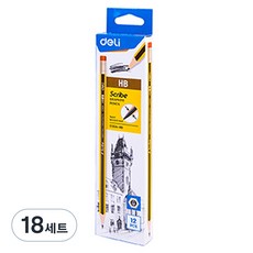 deLi 得力 Scribe 橡皮擦鉛筆 12入 EC004, 18套, HB