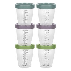 Bebelock Tritan材質副食品刻度密封罐套裝 6入, 藍灰色+紅豆色+橄欖綠, 240ml, 2組