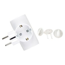 이어지다 T자형 멀티콘센트 3구 PO2123 + 안전캡 3p 세트, 50cm, 혼합색상, 1세트