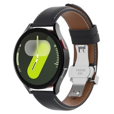 KMDESIGN 相容Galaxy Watch皮革蝴蝶扣錶帶 20mm, 黑色, 1個