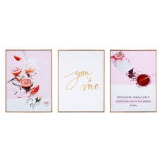 StyleG 時代家居 板畫 有框畫3件組, 玫瑰金