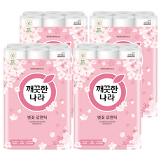 KleanNara 可綠納樂 櫻花浪漫天然紙漿3層高級捲筒衛生紙, 4個, 30入, 27m