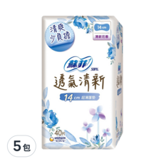 SOFY 蘇菲 極淨肌 透氣清新超薄護墊 清新花香, 14cm, 40片, 5包