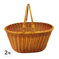 BUBU圓形野餐籃, 藤編, 2個