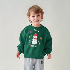 월튼키즈 아동용 허그미 크리스마스 기모 티셔츠