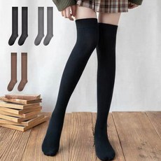 Edelin 棉質修身長版及膝襪組, 黑色 + 灰色 + 棕色, 3個