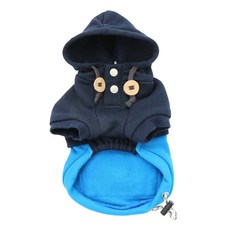 PET PARADISE 寵物衣服 連帽雙色口袋T, 藍色, 1件