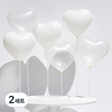 PARTYSHOW 愛心氣球 + 纖細支架組合, 白色, 透明, 2套