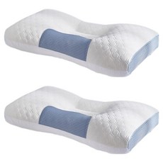 달콤상점 라텍스 수면 경추베개, 블루, 2개