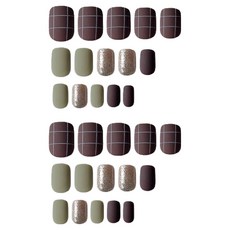 Paula's Nail 寶拉美甲 秒貼美甲 Set 30片 免膠水3分鐘美甲, 復古格紋, 1組