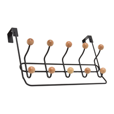 PEACHY LIFE 完美主義 韓風木紋門後勾附毛巾掛架, 黑色, 1個