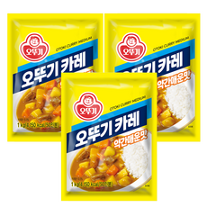 오뚜기 카레 과립형 약간매운맛, 1kg, 3개