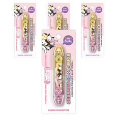 三麗鷗角色 2in1 雙頭修正帶 + 豆豆貼套組, 4套, 混合顏色