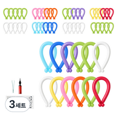 피앤비유니티 요술풍선 50p + 펌프 + 레터링스티커 +스티커집게 세트, 스탠다드 클래식 혼합9색, 3세트