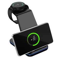 홈플래닛 3in1 23W 멀티 무선 충전기 + CtoC 1.5m 케이블 세트 (삼성 갤럭시워치 전용), 블랙, 1개