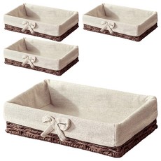 Block Mart 藤編淺籃, 深棕色, 4個