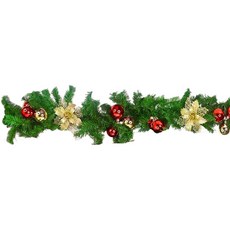 摩達客 9尺(270cm)聖誕裝飾樹藤條-紅金色系 (可彎曲調整/可掛門邊/窗邊/牆沿), 1組