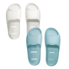 BASE ALPHA ESSENTIALS 防卡門低腳背浴室拖鞋 2件組 EVA材質, 象牙白, 藍色, 1個